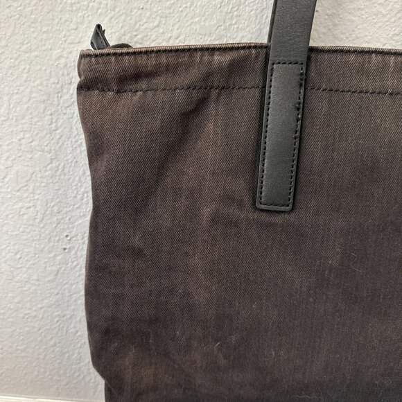 Everlane Gray Black Cotton Blend Tote Bag Purse Shoulder Distressed Flawed - Picture 4 of 9